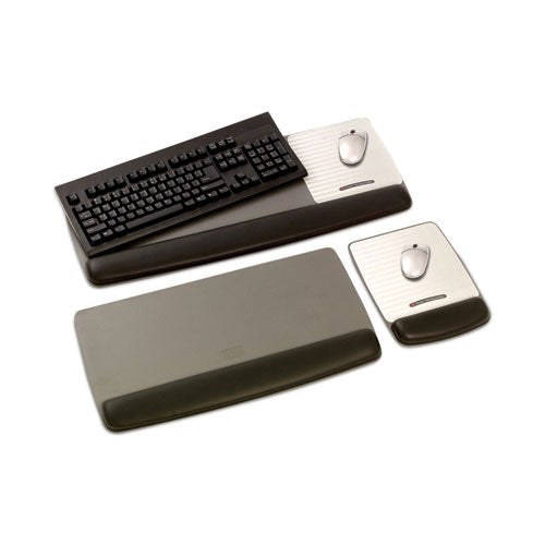 Antimicrobial Gel Mouse Pad/keyboard Wrist Rest Platform, 25.5 X 10.6, Black/silver