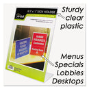 Clear Plastic Sign Holder, Stand-up, Slanted, 8.5 X 11