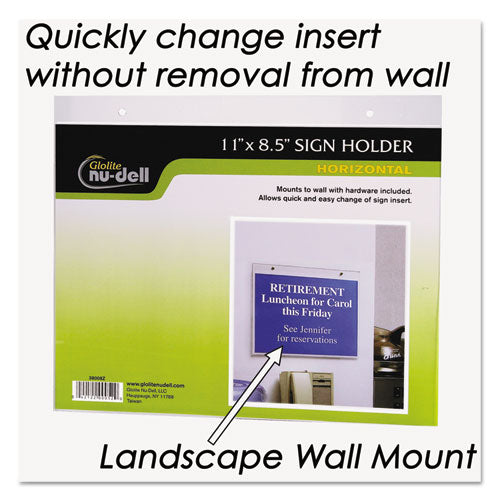 Clear Plastic Sign Holder, Wall Mount, 11 X 8.5