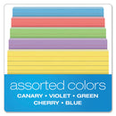 Ruled Index Cards, 4 X 6, Blue/violet/canary/green/cherry, 100/pack