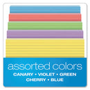 Ruled Index Cards, 5 X 8, Blue/violet/canary/green/cherry, 100/pack