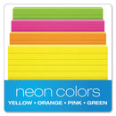 Ruled Index Cards, 3 X 5, Glow Green/yellow, Orange/pink, 100/pack