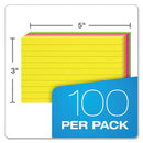 Ruled Index Cards, 3 X 5, Glow Green/yellow, Orange/pink, 100/pack