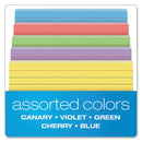 Ruled Index Cards, 3 X 5, Blue/violet/canary/green/cherry, 100/pack