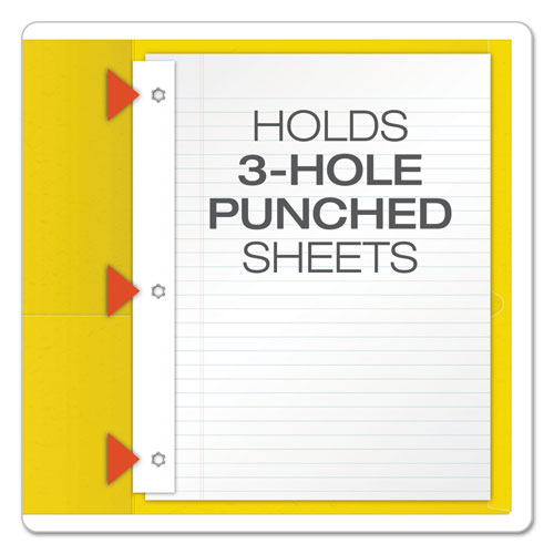 Twin-pocket Folders With 3 Fasteners, 0.5" Capacity, 11 X 8.5, Yellow, 25/box