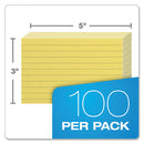 Ruled Index Cards, 3 X 5, Canary, 100/pack