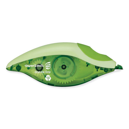 Dryline Grip Correction Tape, Recycled Dispenser, Green/white Applicator, 0.2" X 335", 2/pack