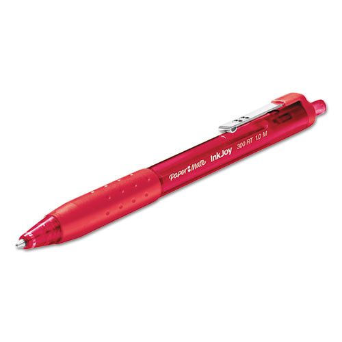 Inkjoy 300 Rt Ballpoint Pen, Refillable, Retractable, Medium 1 Mm, Red Ink, Red Barrel, Dozen