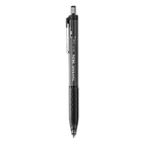 Inkjoy 300 Rt Ballpoint Pen, Refillable, Retractable, Medium 1 Mm, Black Ink, Black Barrel, Dozen