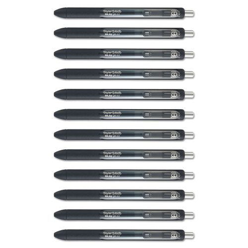 Inkjoy Gel Pen, Retractable, Micro 0.5 Mm, Black Ink, Black Barrel, Dozen