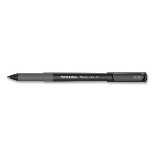 Write Bros. Grip Ballpoint Pen, Stick, Medium 1 Mm, Black Ink, Black Barrel, Dozen