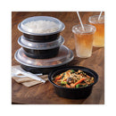 Newspring Versatainer Microwavable Containers, 24 Oz, 7" Diameter, Black/clear, Plastic, 150/carton