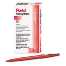 Rolling Writer Roller Ball Pen, Stick, Medium 0.8 Mm, Red Ink, Red Barrel, Dozen