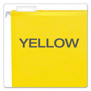 Extra Capacity Reinforced Hanging File Folders With Box Bottom, 2" Capacity, Letter Size, 1/5-cut Tabs, Yellow, 25/box