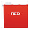 Ready-tab Colored Reinforced Hanging Folders, Letter Size, 1/5-cut Tabs, Red, 25/box