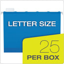 Surehook Reinforced Extra-capacity Hanging Box File, 1 Section, 3" Capacity, Letter Size, 1/5-cut Tabs, Blue, 25/box