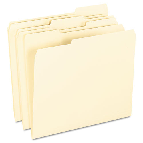 Smartshield Top Tab File Folders, 1/3-cut Tabs: Assorted, Letter Size, Manila, 100/box