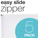 Poly Zip Envelope, Zipper Closure, 10 X 13, Clear, 5/pack