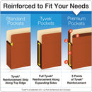 Premium Reinforced Expanding File Pockets, 3.5" Expansion, Letter Size, Red Fiber, 10/box