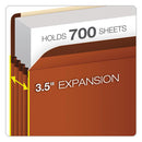 Premium Reinforced Expanding File Pockets, 3.5" Expansion, Legal Size, Red Fiber, 10/box