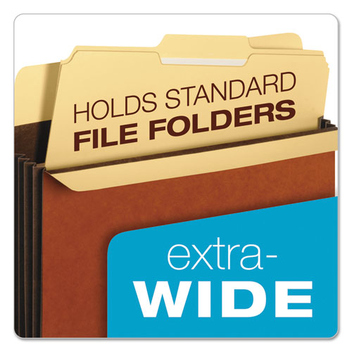 Extra-wide Heavy-duty File Pockets, 5.25" Expansion, Letter Size, Redrope, 10/box