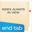 Manila End Tab Expanding Fastener Folders, 2-ply Tabs, 0.75" Expansion, 1 Fastener, Letter Size, Manila Exterior, 50/box