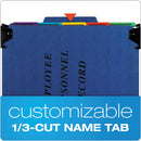 Hanging-style Personnel Folders, 5 Dividers With 1/5-cut Tabs, Letter Size, 1/3-cut Exterior Tabs, Blue