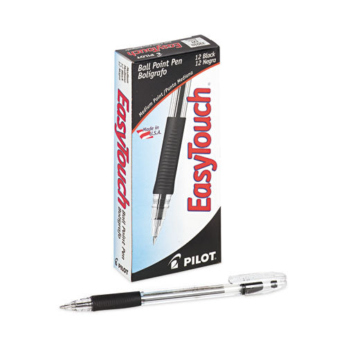 Easytouch Ballpoint Pen, Stick, Medium 1 Mm, Black Ink, Clear Barrel, Dozen