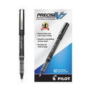 Precise V7 Roller Ball Pen, Stick, Fine 0.7 Mm, Black Ink, Black Barrel, Dozen