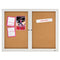 Enclosed Cork Bulletin Board, Cork/fiberboard, 48 X 36, Tan Surface, Silver Aluminum Frame