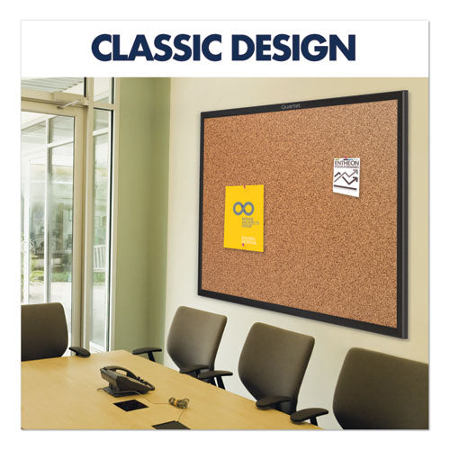 Classic Series Cork Bulletin Board, 36 X 24, Tan Surface, Black Aluminum Frame