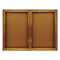 Enclosed Indoor Cork Bulletin Board With Two Hinged Doors, 48 X 36, Tan Surface, Oak Fiberboard Frame