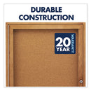 Enclosed Indoor Cork Bulletin Board With Two Hinged Doors, 48 X 36, Tan Surface, Oak Fiberboard Frame