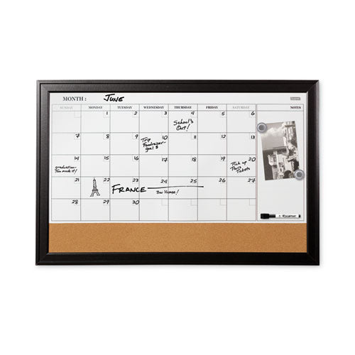 Home Decor Magnetic Combo Dry Erase Board With Cork Board On Bottom, 23 X 17, White/natural Surface, Espresso Wood Frame