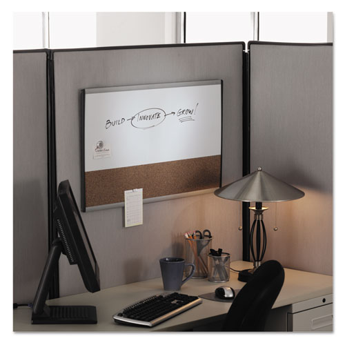 Arc Frame Cubicle Dry Erase/cork Board, 30 X 18, Natural/white Surface, Silver Aluminum Frame