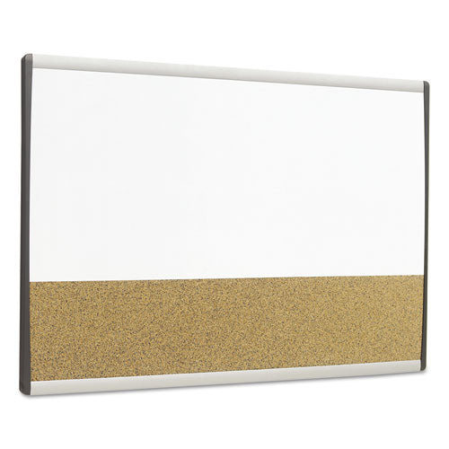 Arc Frame Cubicle Dry Erase/cork Board, 30 X 18, Natural/white Surface, Silver Aluminum Frame