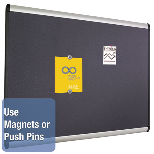 Prestige Plus Magnetic Fabric Bulletin Boards, 36 X 24, Gray Surface, Silver Aluminum Frame