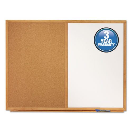 Bulletin/dry-erase Board, Melamine/cork, 36 X 24, Brown/white Surface, Oak Finish Frame