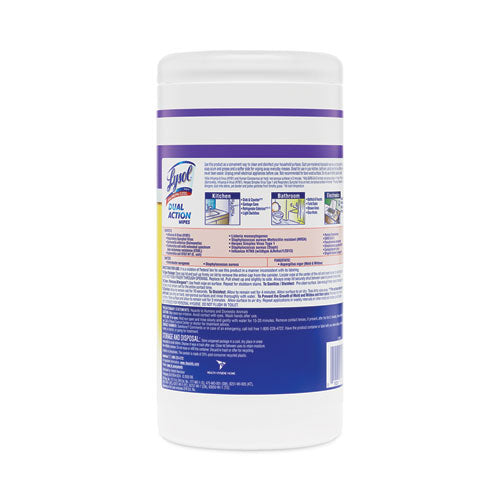 Dual Action Disinfecting Wipes, 1-ply, 7 X 7.5, Citrus, White/purple, 75/canister