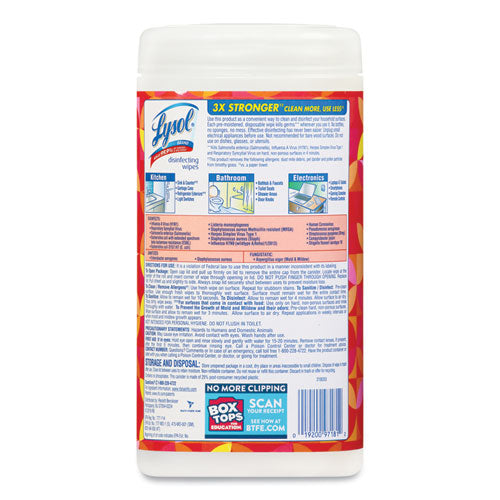 Disinfecting Wipes, 1-ply, 7 X 7.25, Mango And Hibiscus, White, 80 Wipes/canister