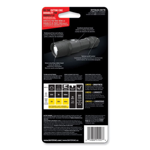 Virtually Indestructible Led Flashlight, 3 Aaa Batteries (included), Black