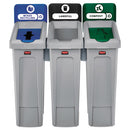 Slim Jim Recycling Station Kit, 3-stream Landfill/mixed Recycling, 69 Gal, Plastic, Blue/gray/green