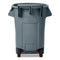 Vented Wheeled Brute Container, 44 Gal, Plastic, Gray