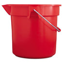 Brute Round Utility Pail, 14 Qt, Plastic, Red, 12" Dia