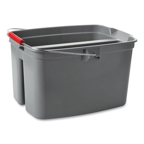 Double Utility Pail, 17 Qt, Plastic, Gray