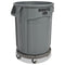 Vented Round Brute Container, 20 Gal, Plastic, Gray