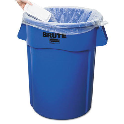 Vented Round Brute Container, 44 Gal, Plastic, Blue