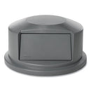 Round Brute Dome Top Receptacle, Push Door For 44 Gal Containers, 24.81" Diameter X 12.63h, Gray