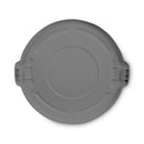 Round Flat Top Lid, For 55 Gal Round Brute Containers, 26.75" Diameter, Gray