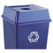 Untouchable Bottle And Can Recycling Top, Round Opening,  20.13w X 20.13d X 6.25h, Blue